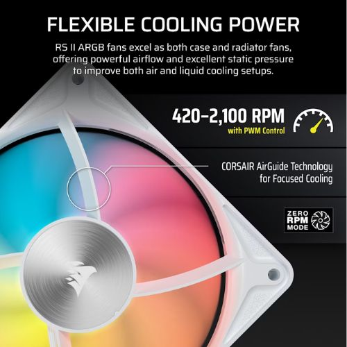 Corsair RS120 II ARGB White 120mm Cabinet Fan